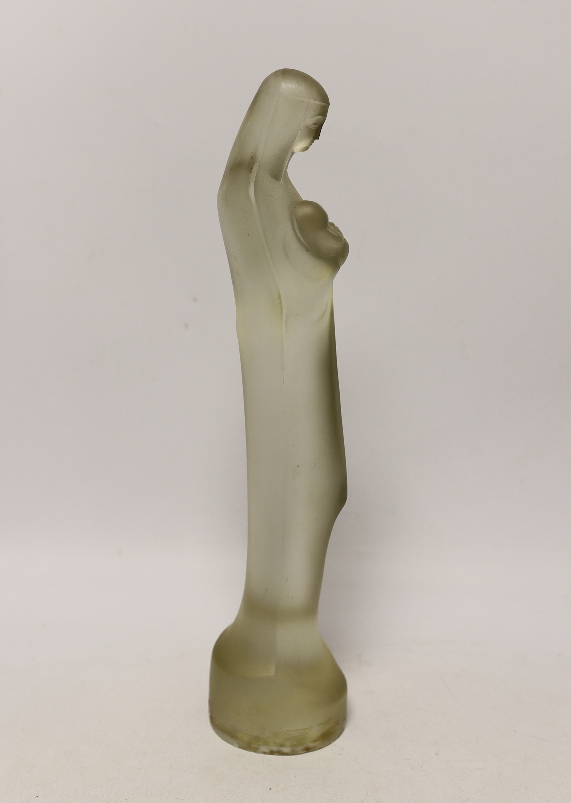 A Leerdam glass figure of Madonna and child, 36cm high